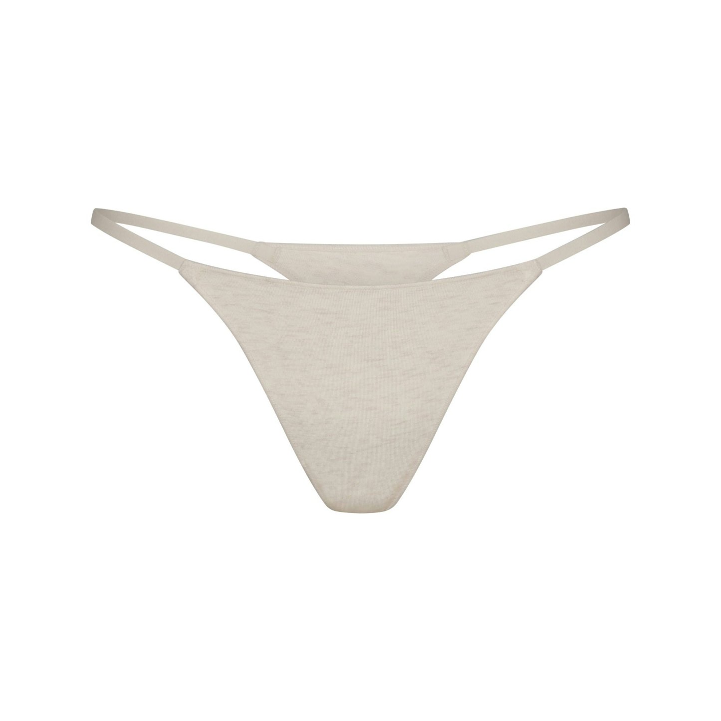LIGHTWEIGHT COTTON STRING THONG - OATMEAL HEATHER