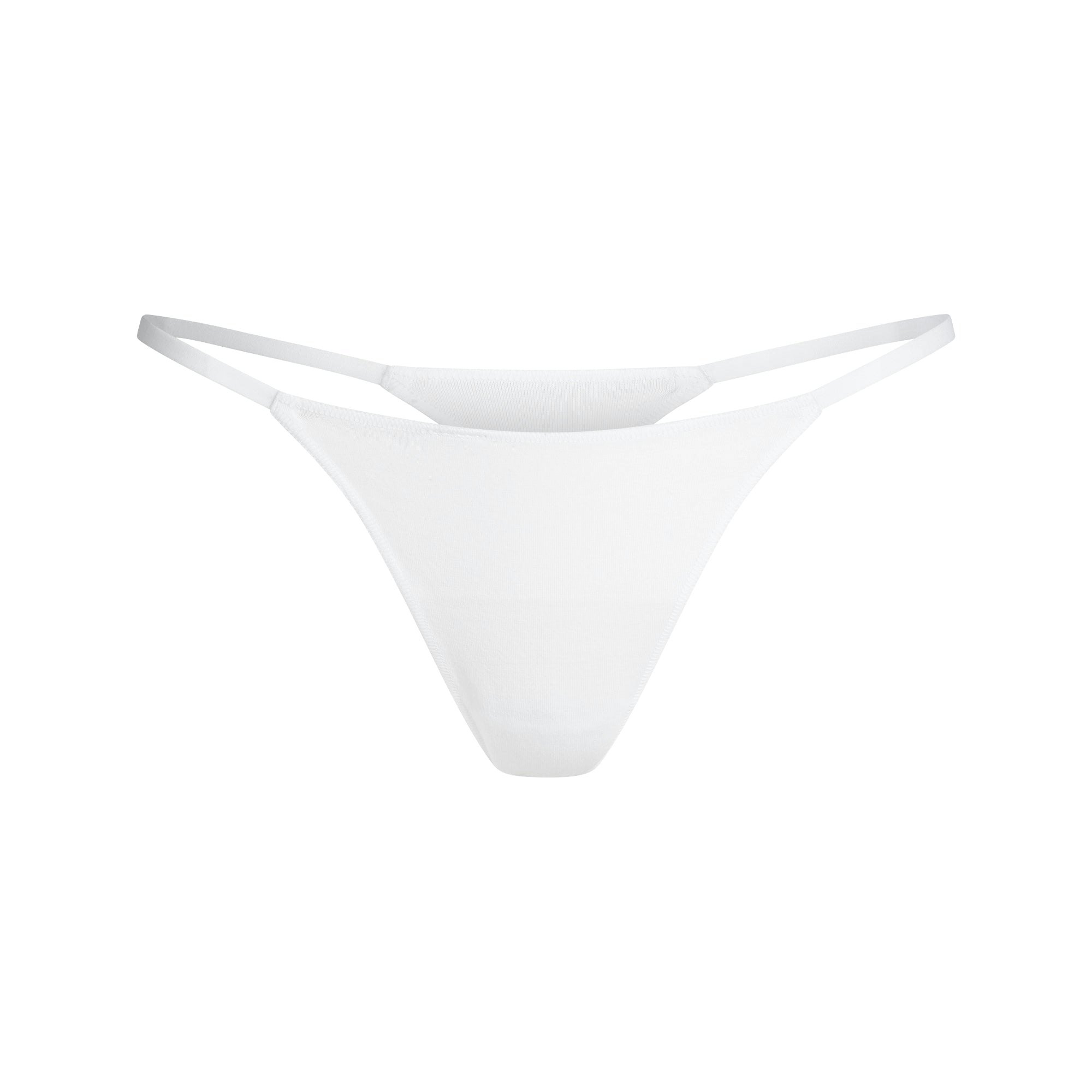 LIGHTWEIGHT COTTON STRING THONG - SNOW