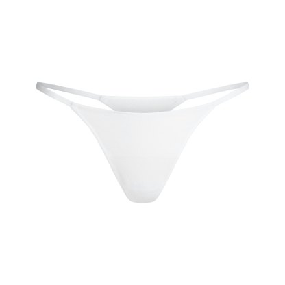 LIGHTWEIGHT COTTON STRING THONG - SNOW