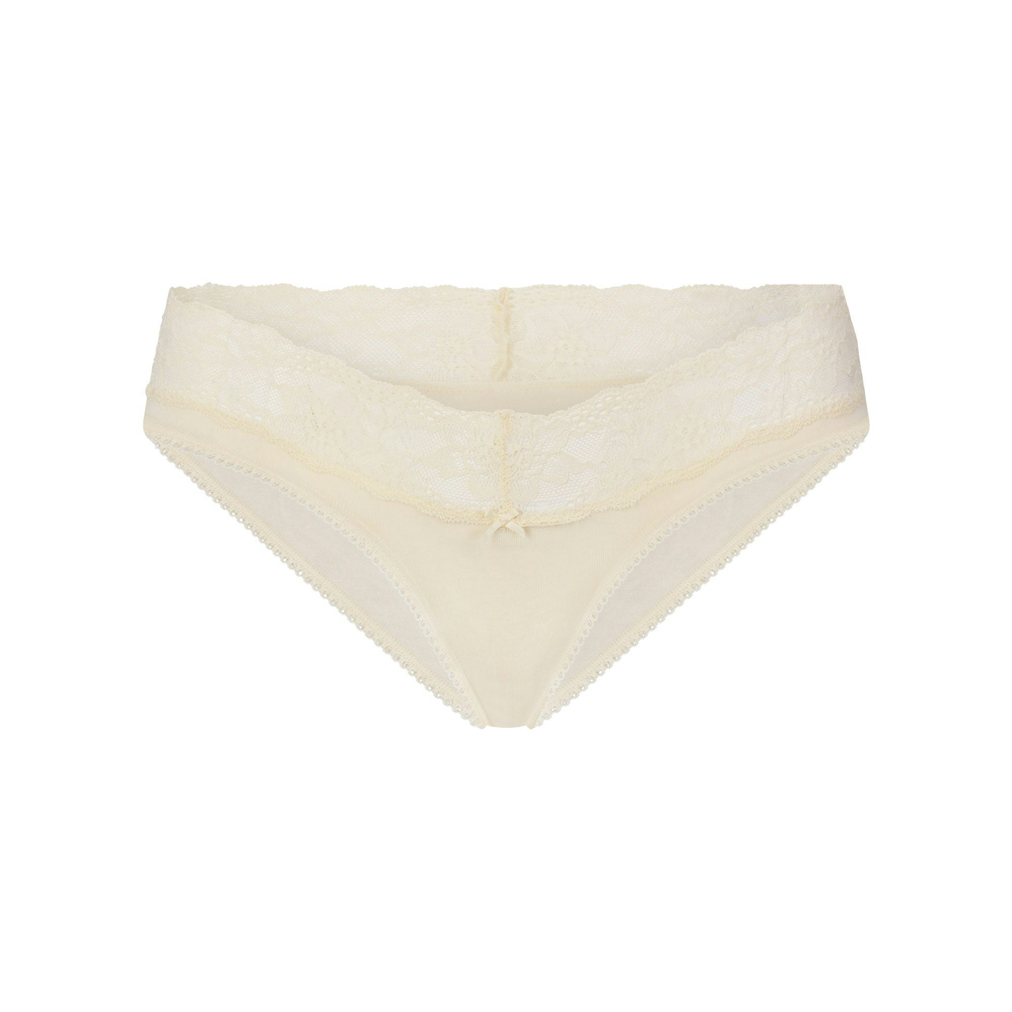 LIGHTWEIGHT COTTON WIDE LACE BRIEF - BUTTER TONAL