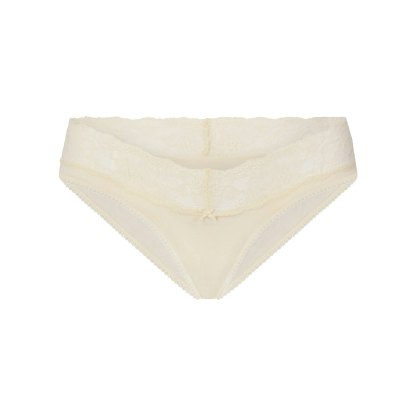 LIGHTWEIGHT COTTON WIDE LACE BRIEF - BUTTER TONAL