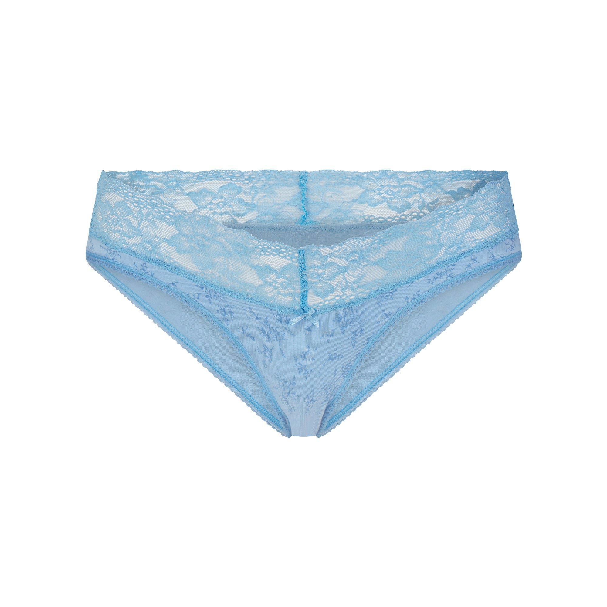 LIGHTWEIGHT COTTON WIDE LACE BRIEF - SURF DAINTY FLORAL PRINT
