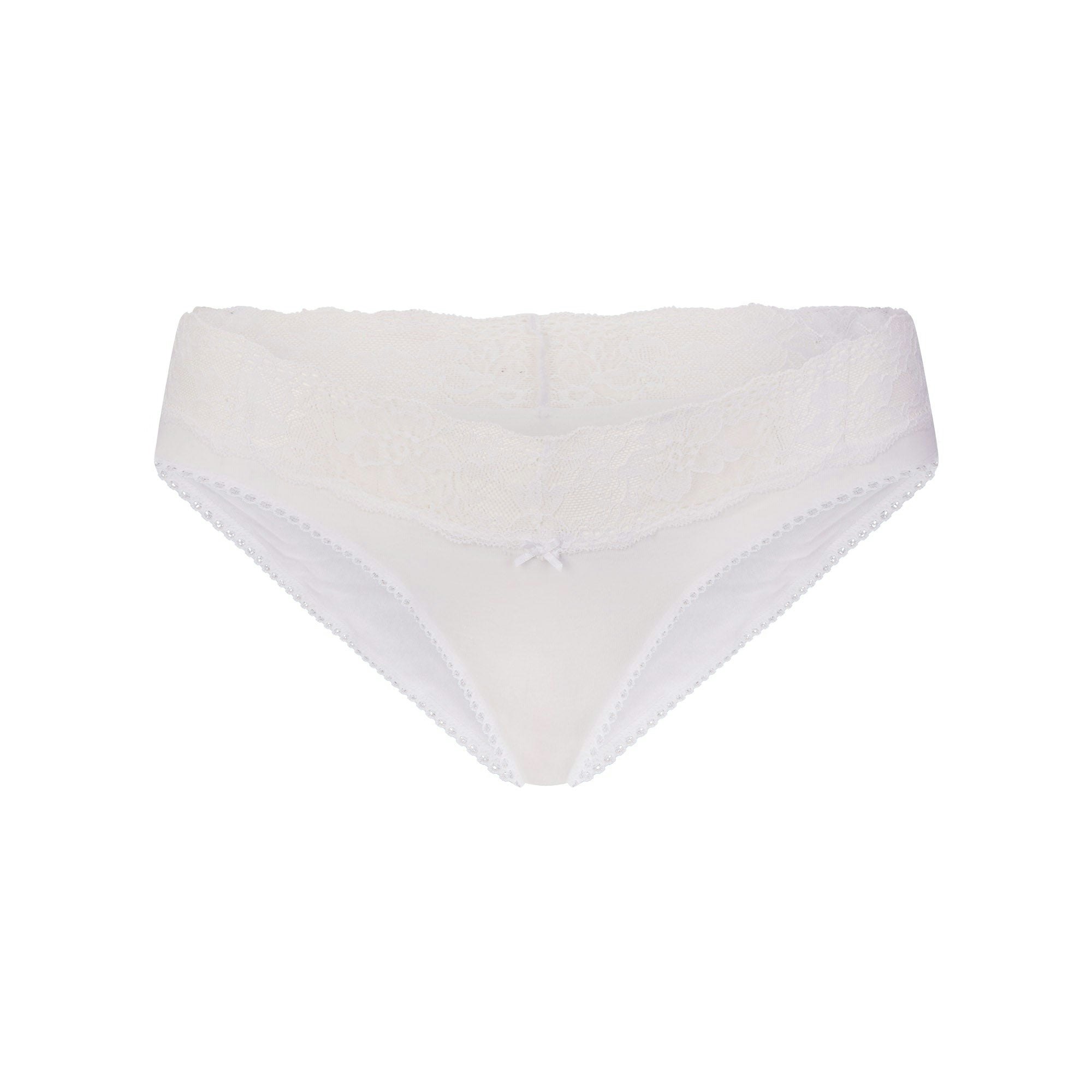 LIGHTWEIGHT COTTON WIDE LACE BRIEF - SNOW