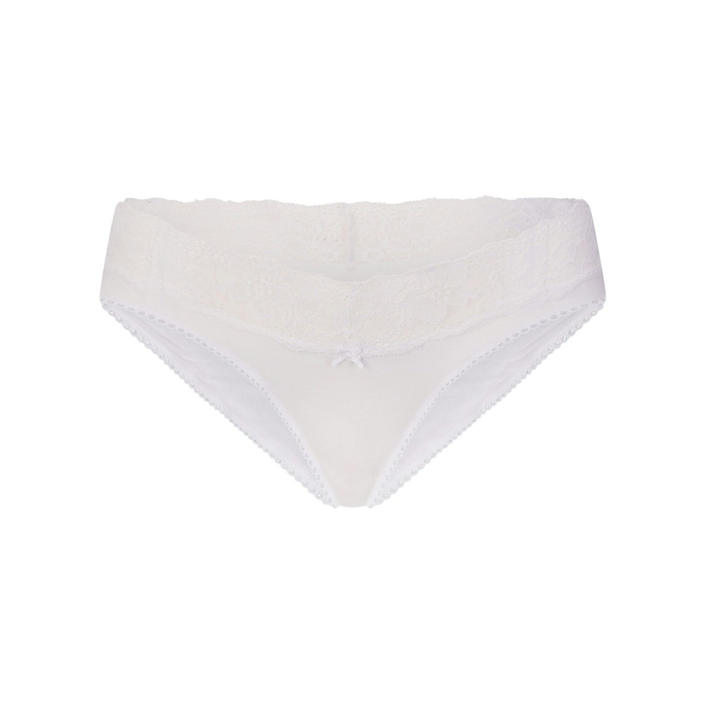 LIGHTWEIGHT COTTON WIDE LACE BRIEF - SNOW