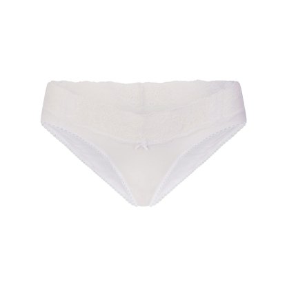 LIGHTWEIGHT COTTON WIDE LACE BRIEF - SNOW