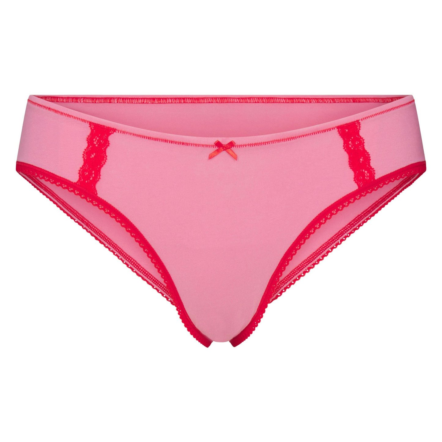 LIGHTWEIGHT COTTON LACE HIPSTER - CARNATION CONTRAST