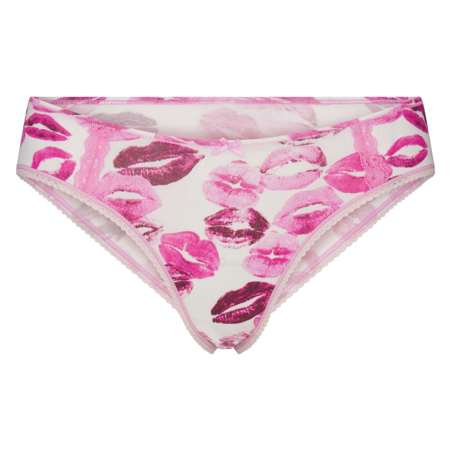 LIGHTWEIGHT COTTON LACE HIPSTER - PINK ALLOVER LIPSTICK