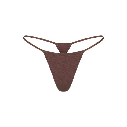 EVERYDAY COTTON STRING THONG - COCOA HEATHER