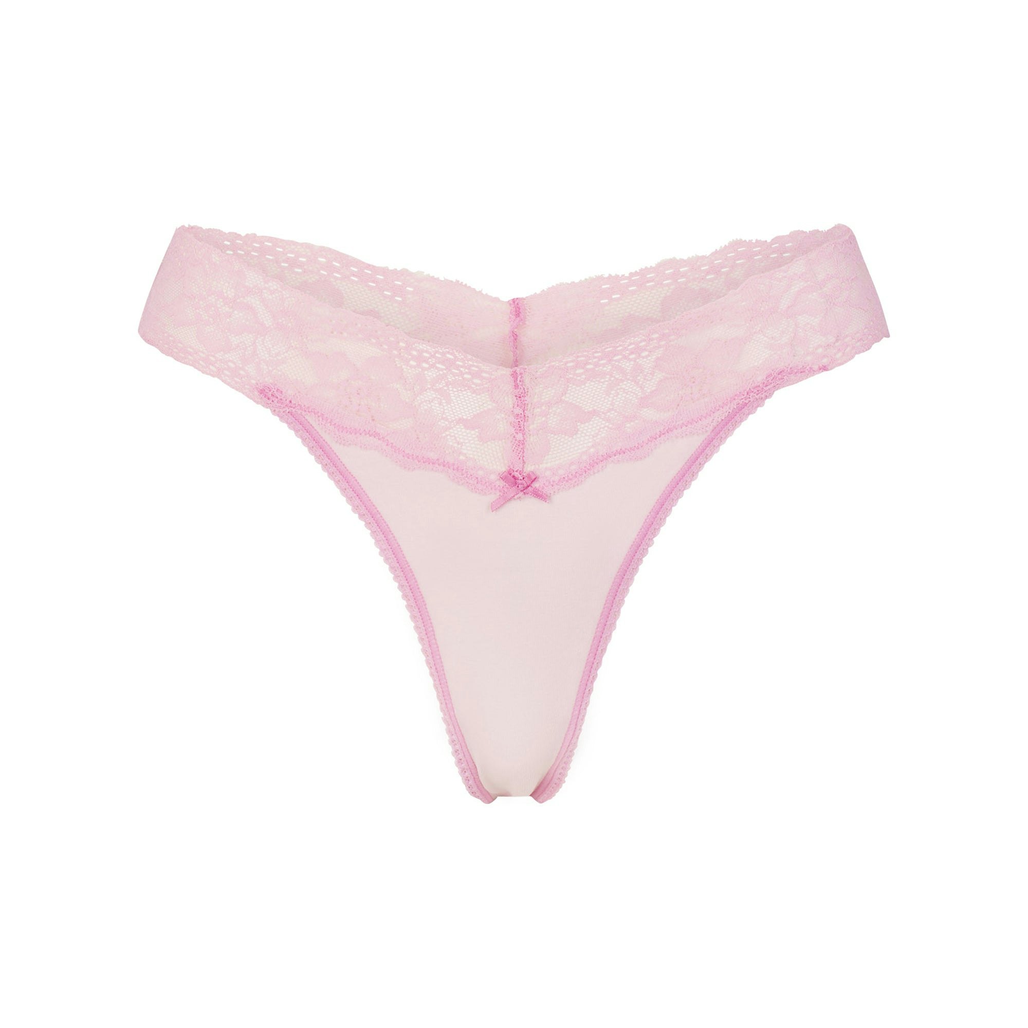 LIGHTWEIGHT COTTON WIDE LACE THONG - CHERRY BLOSSOM TONAL