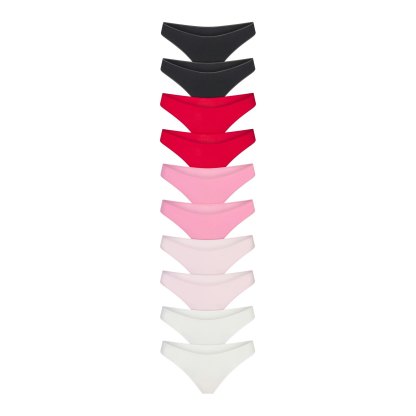 LIGHTWEIGHT COTTON THONG 10-PACK - CARNATION MULTI