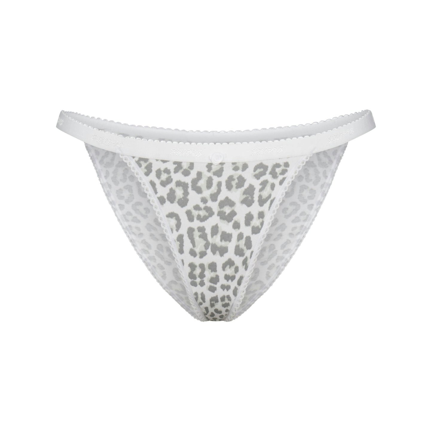 LIGHTWEIGHT COTTON LOGO PICOT STRING BIKINI - SNOW LEOPARD PRINT