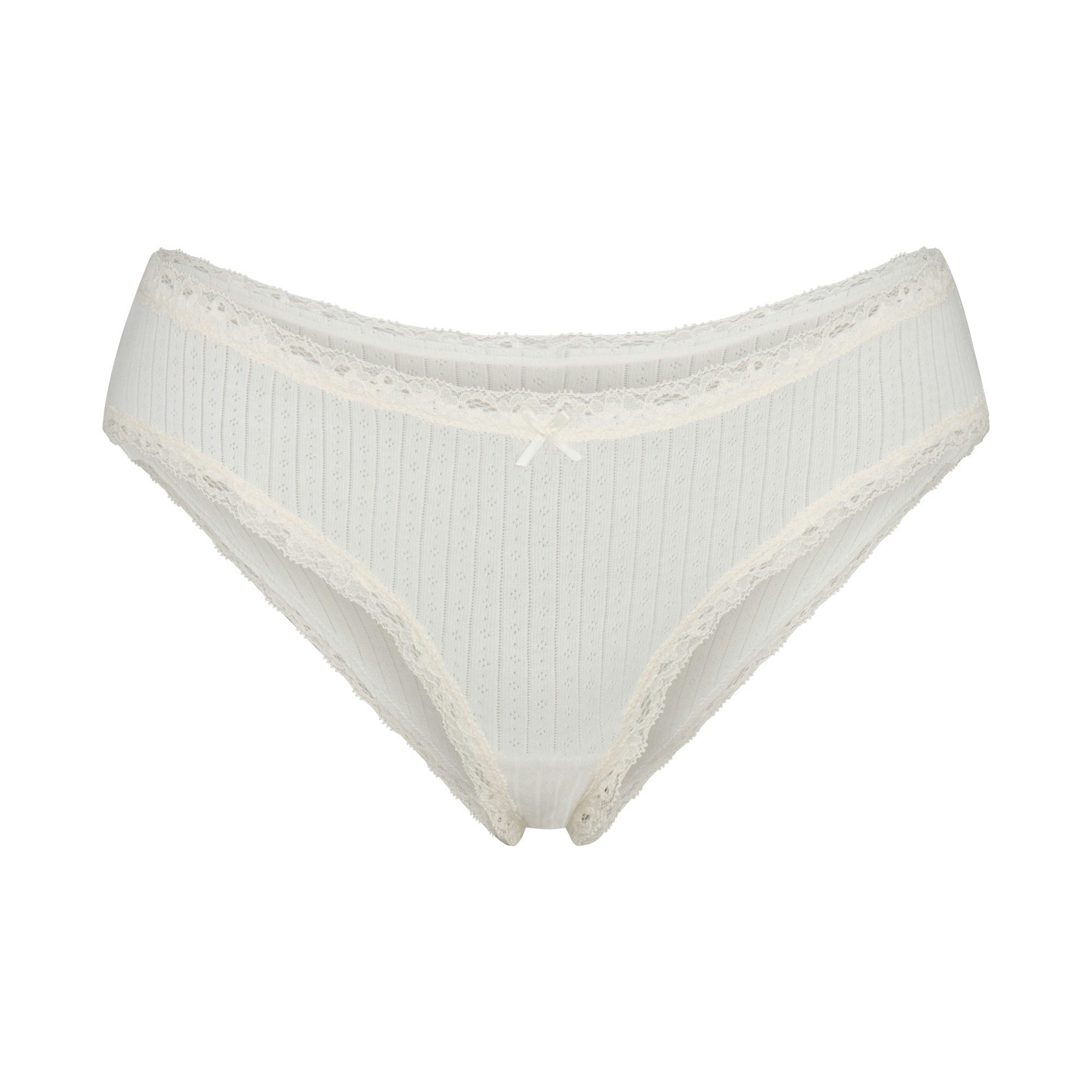 LIGHTWEIGHT COTTON POINTELLE LACE BRIEF - MARBLE TONAL