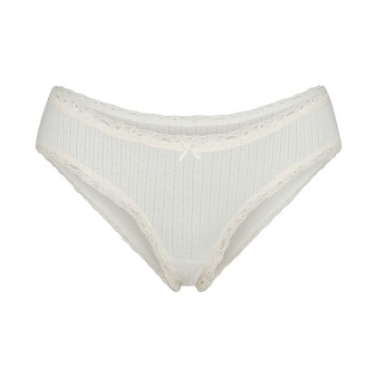 LIGHTWEIGHT COTTON POINTELLE LACE BRIEF - MARBLE TONAL