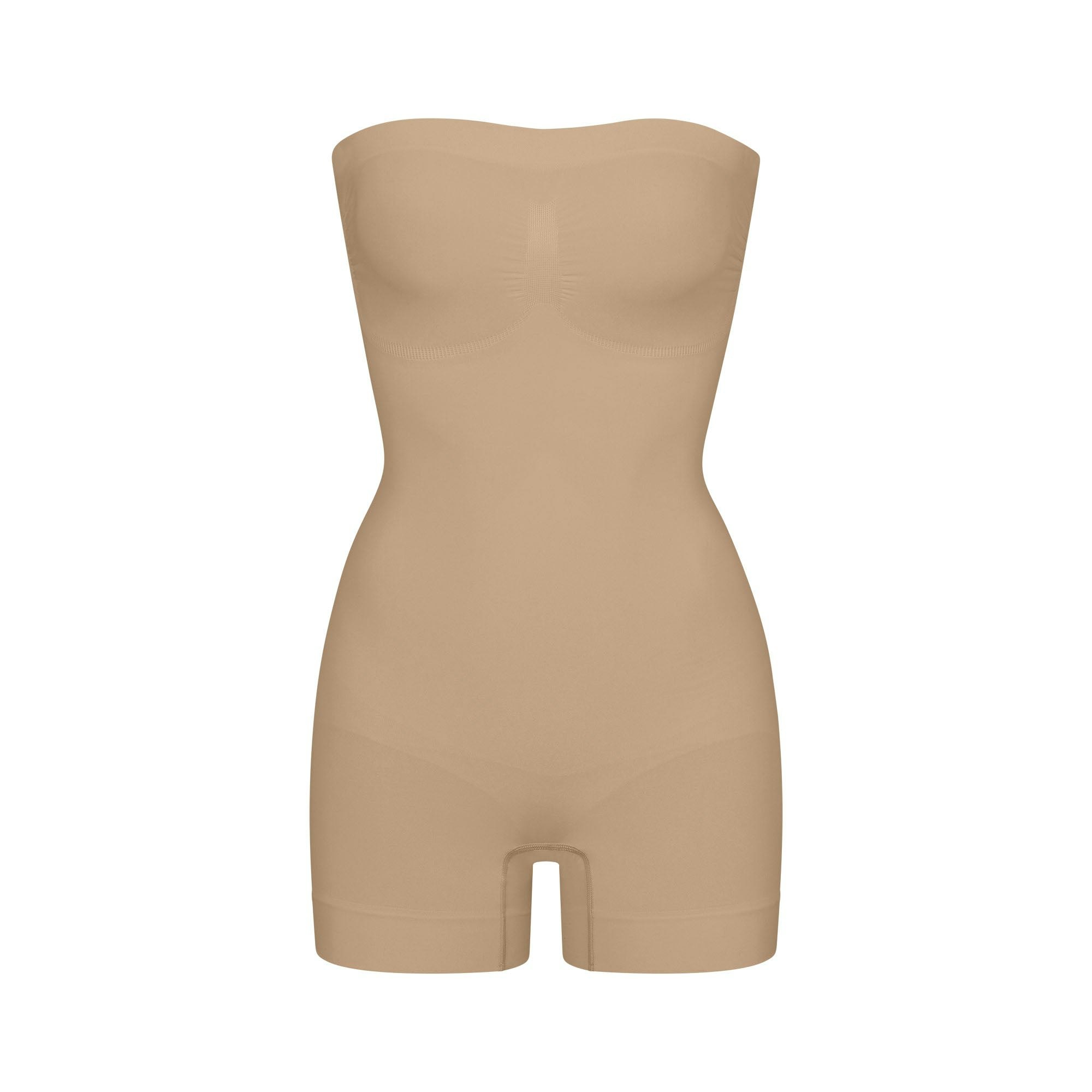 SEAMLESS SCULPT STRAPLESS SHORTIE BODYSUIT - CLAY