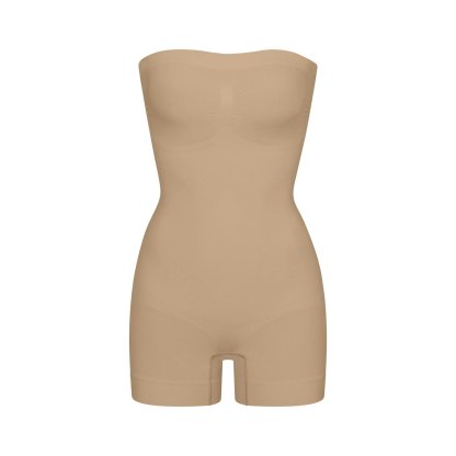 SEAMLESS SCULPT STRAPLESS SHORTIE BODYSUIT - CLAY