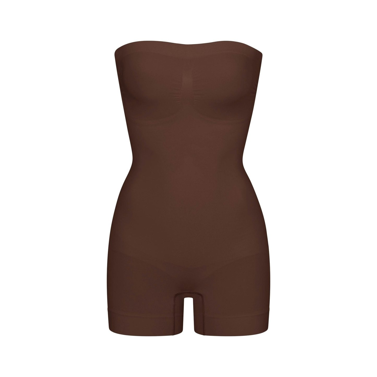 SEAMLESS SCULPT STRAPLESS SHORTIE BODYSUIT - COCOA