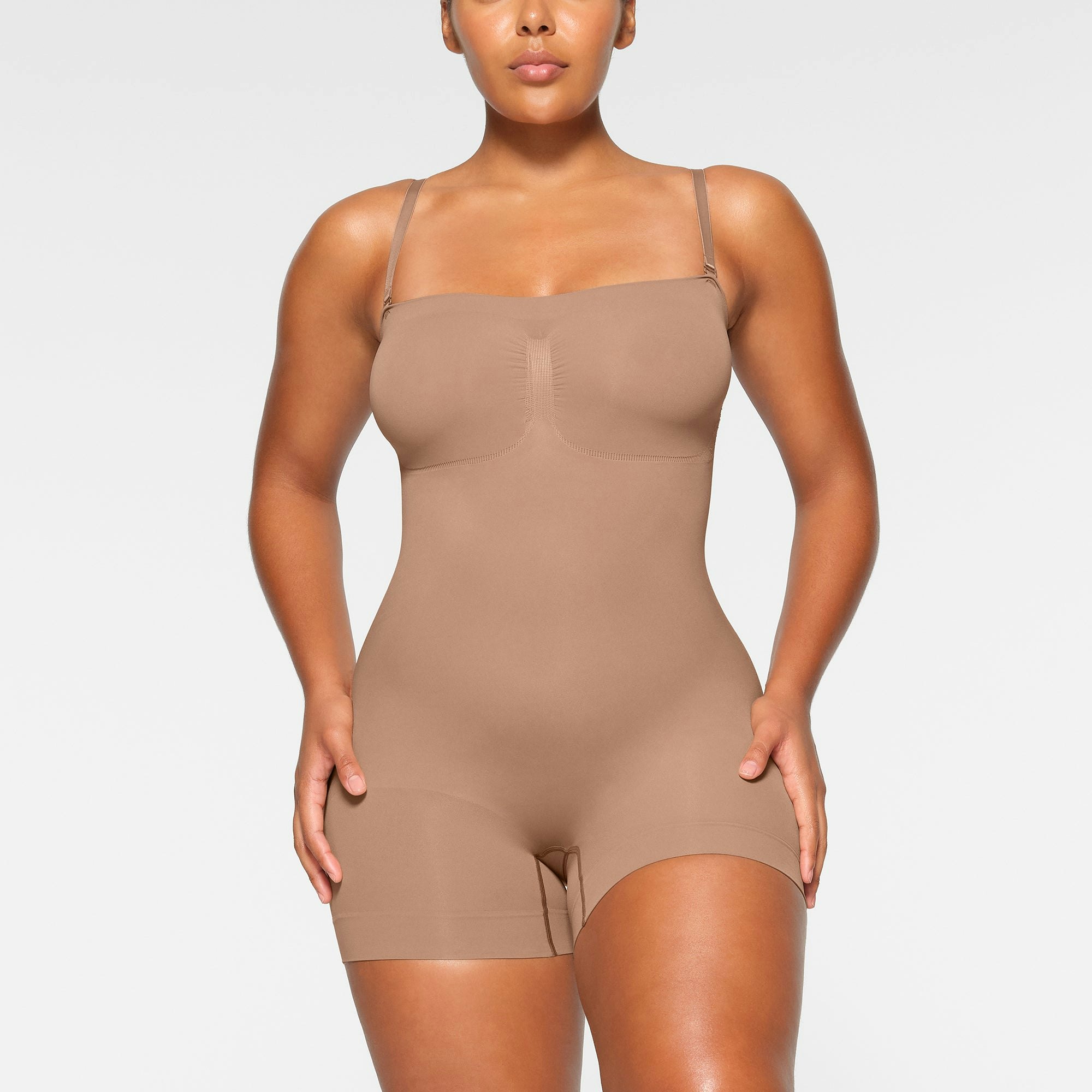SEAMLESS SCULPT STRAPLESS SHORTIE BODYSUIT - SIENNA