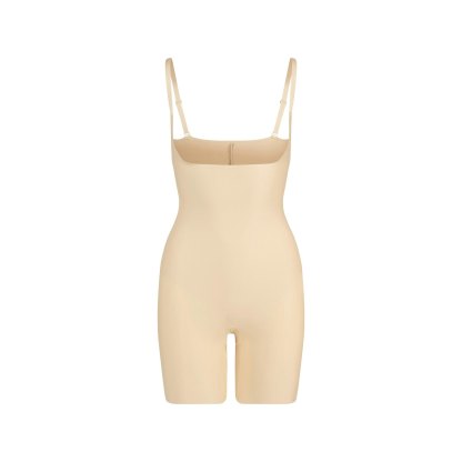 SKIMS BODY CORE SCULPT OPEN BUST MID THIGH BODYSUIT - SAND
