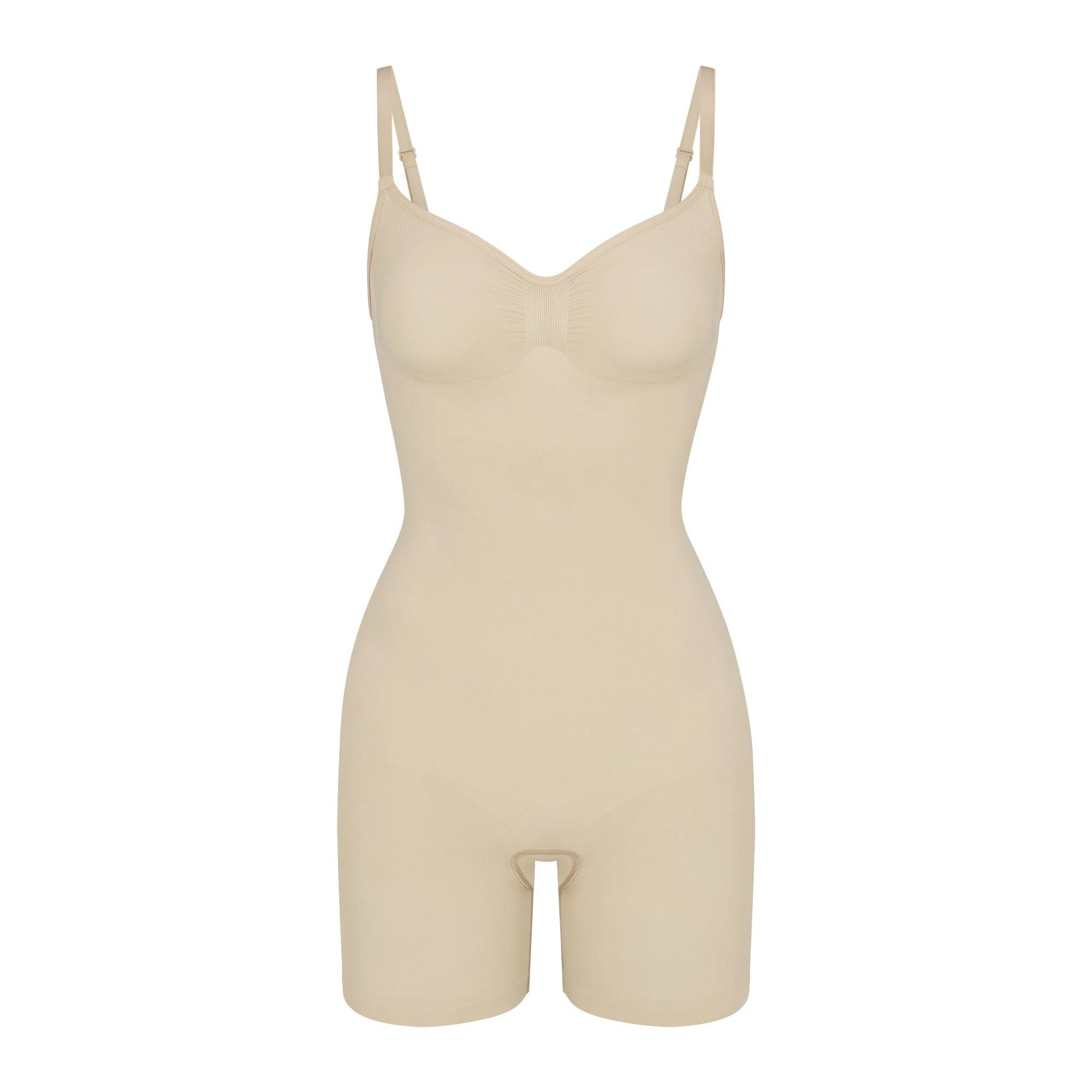 SEAMLESS SCULPT MID THIGH BODYSUIT - SAND