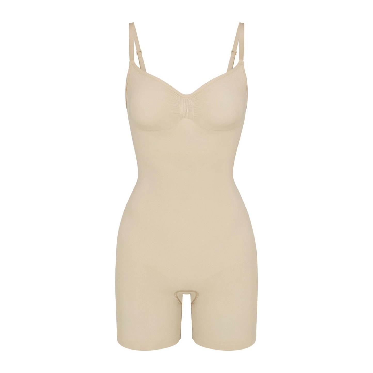 SEAMLESS SCULPT MID THIGH BODYSUIT - SAND