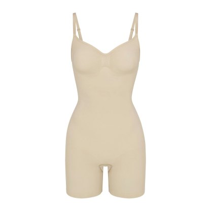 SEAMLESS SCULPT MID THIGH BODYSUIT - SAND