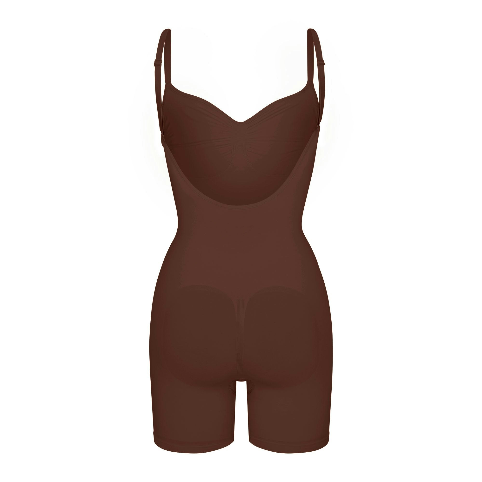 SEAMLESS SCULPT LOW BACK MID THIGH BODYSUIT - COCOA
