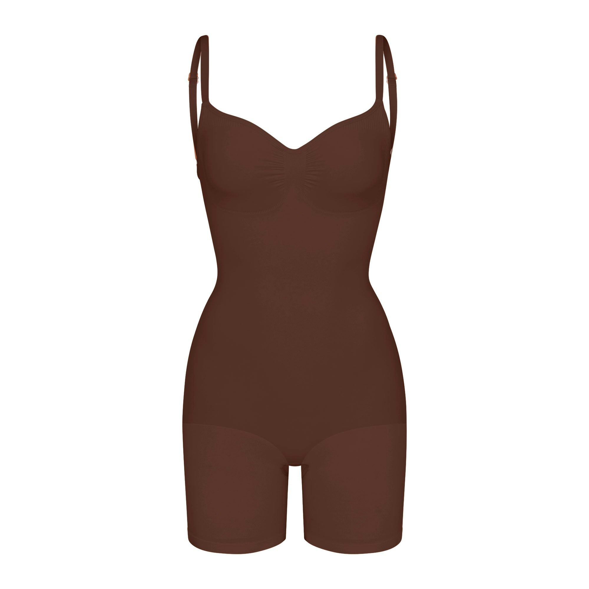 SEAMLESS SCULPT LOW BACK MID THIGH BODYSUIT - COCOA