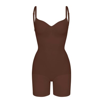 SEAMLESS SCULPT LOW BACK MID THIGH BODYSUIT - COCOA