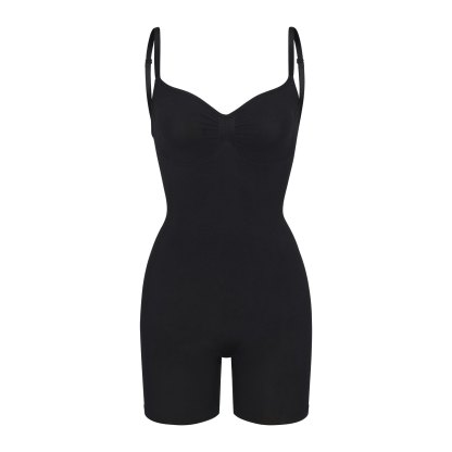 SEAMLESS SCULPT LOW BACK MID THIGH BODYSUIT - ONYX