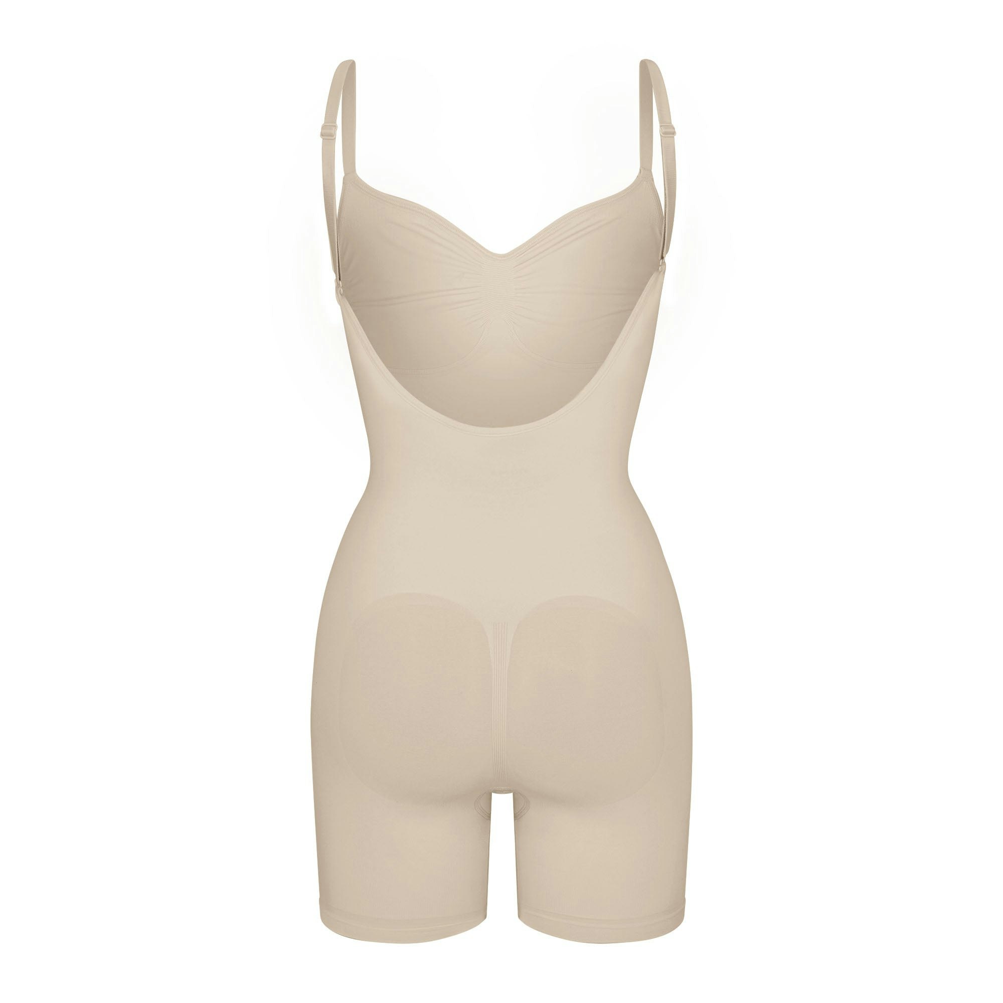 SEAMLESS SCULPT LOW BACK MID THIGH BODYSUIT - SAND
