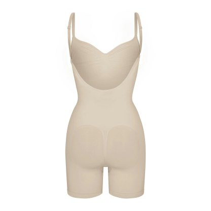 SEAMLESS SCULPT LOW BACK MID THIGH BODYSUIT - SAND