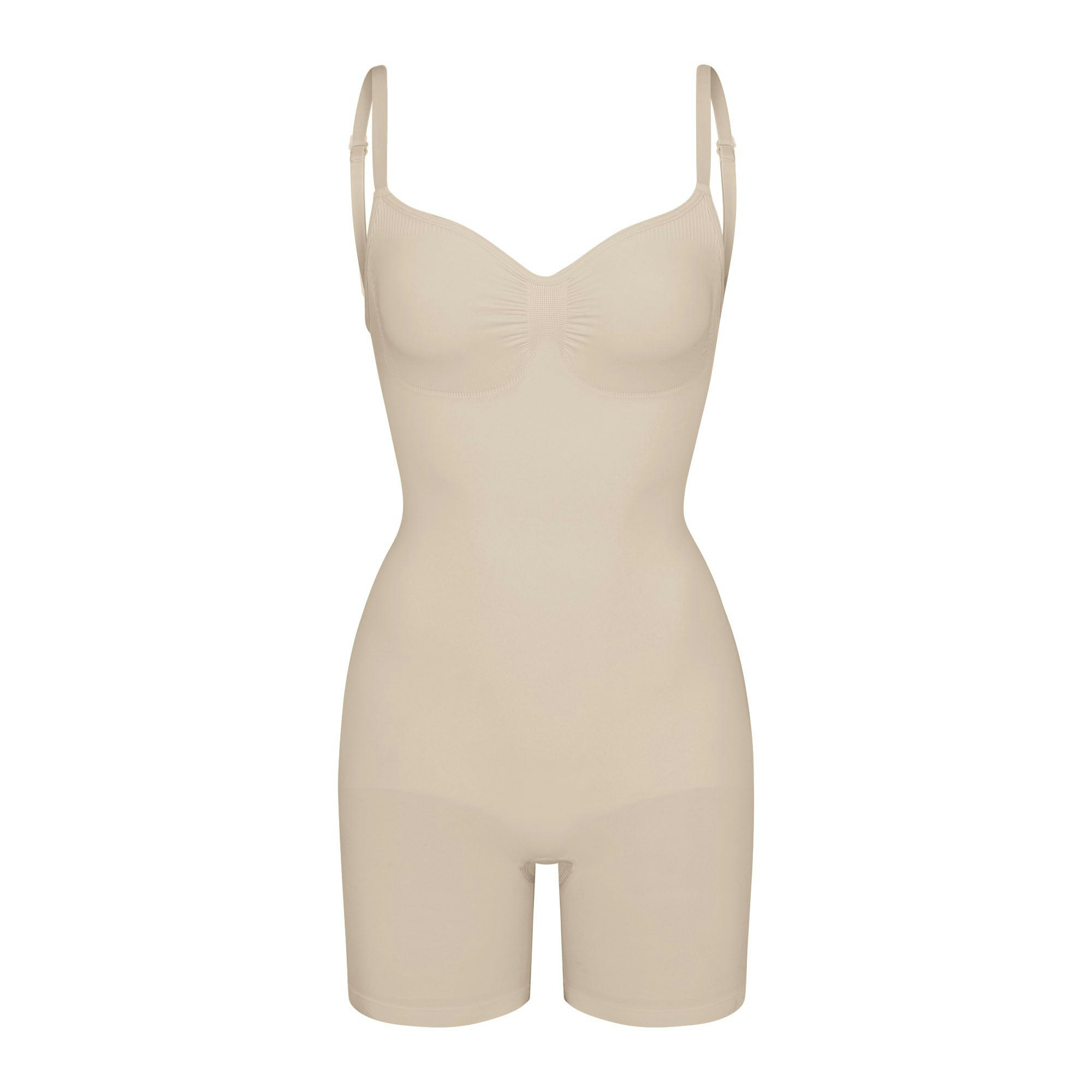 SEAMLESS SCULPT LOW BACK MID THIGH BODYSUIT - SAND