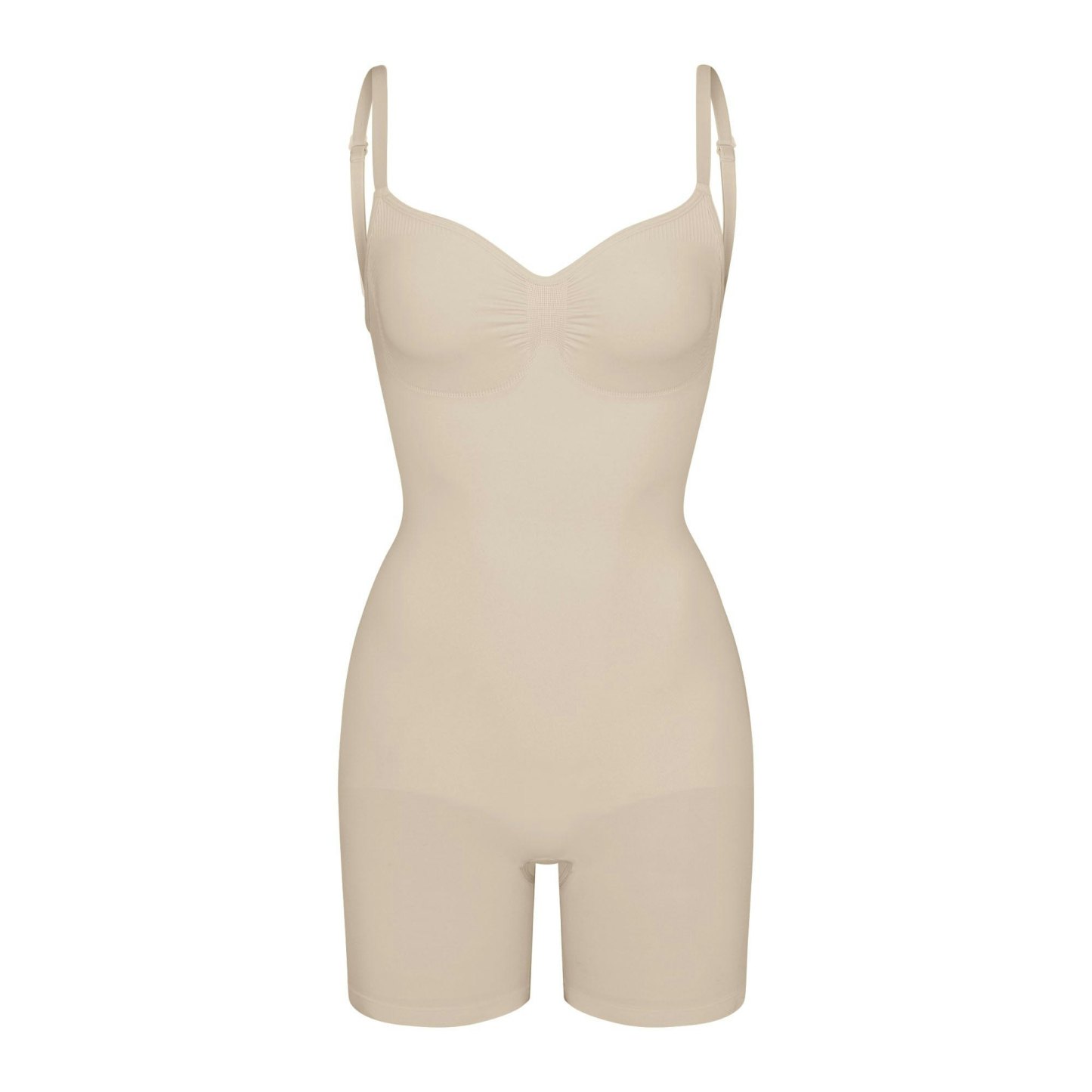 SEAMLESS SCULPT LOW BACK MID THIGH BODYSUIT - SAND