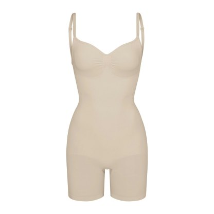 SEAMLESS SCULPT LOW BACK MID THIGH BODYSUIT - SAND