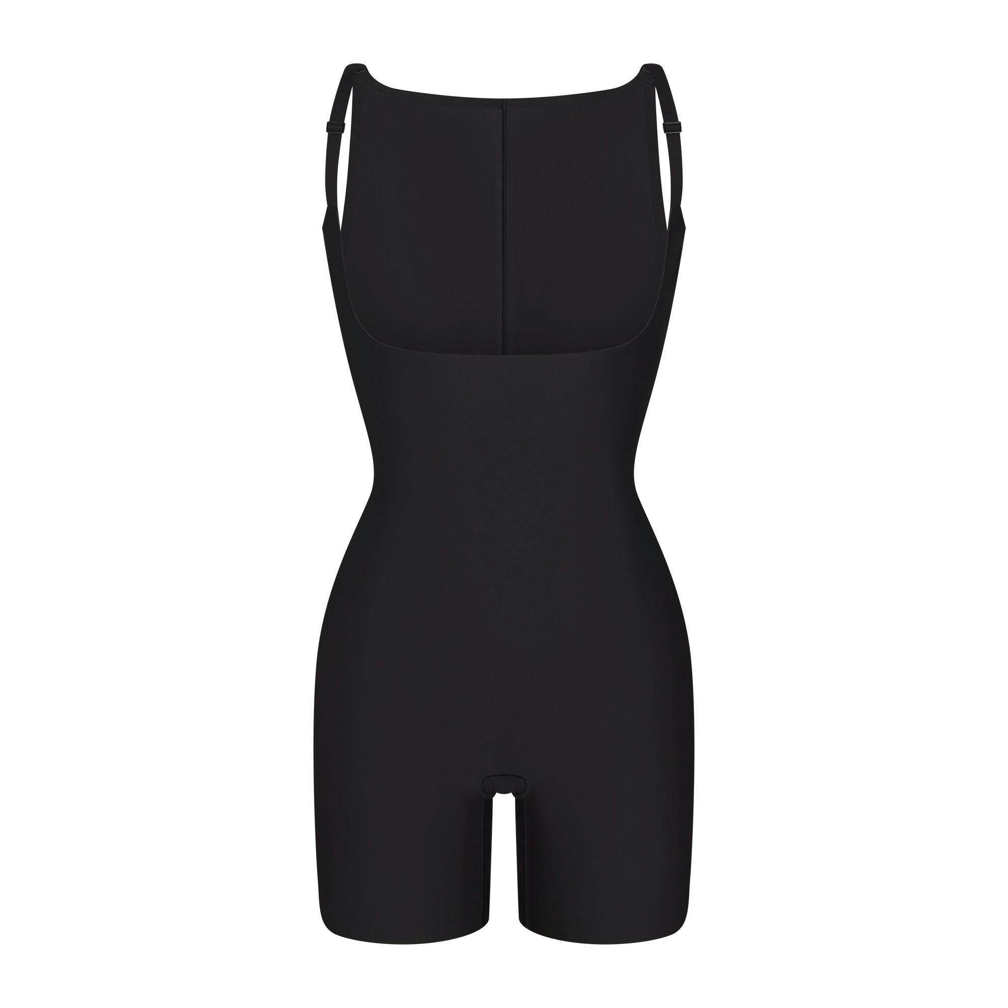 SKIMS BODY CORE SCULPT BACK SMOOTHING OPEN BUST MID THIGH BODYSUIT - ONYX