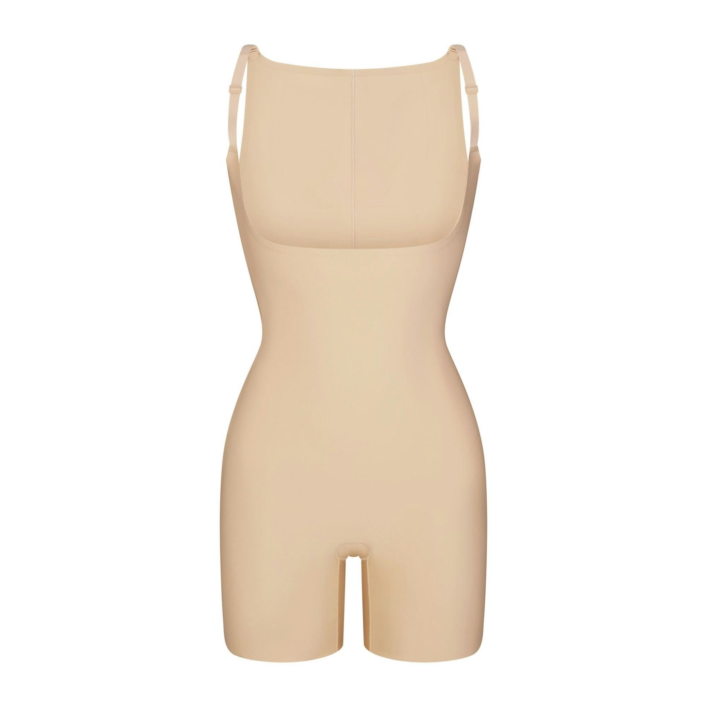 SKIMS BODY CORE SCULPT BACK SMOOTHING OPEN BUST MID THIGH BODYSUIT - SAND