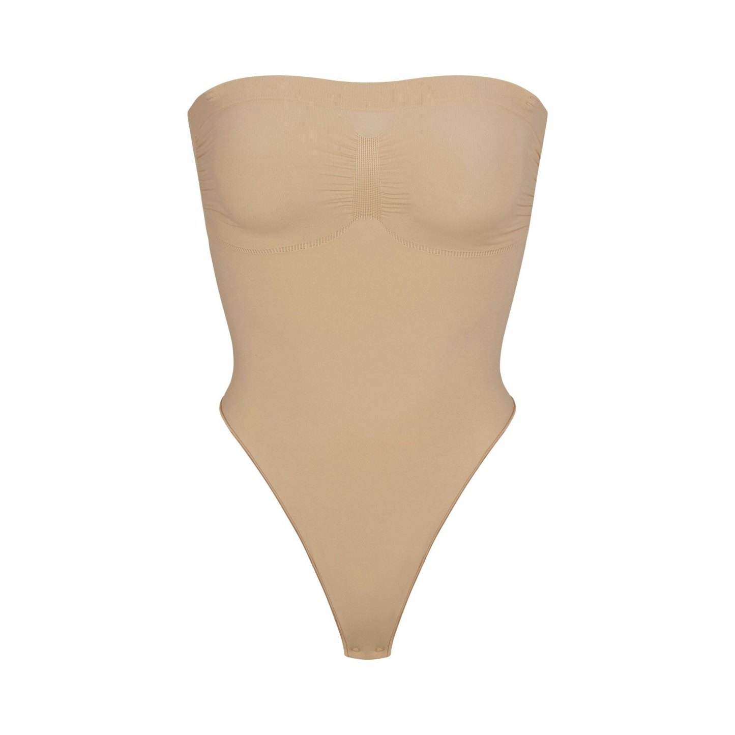 SEAMLESS SCULPT STRAPLESS THONG BODYSUIT - CLAY