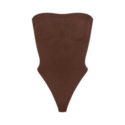 SEAMLESS SCULPT STRAPLESS THONG BODYSUIT - COCOA