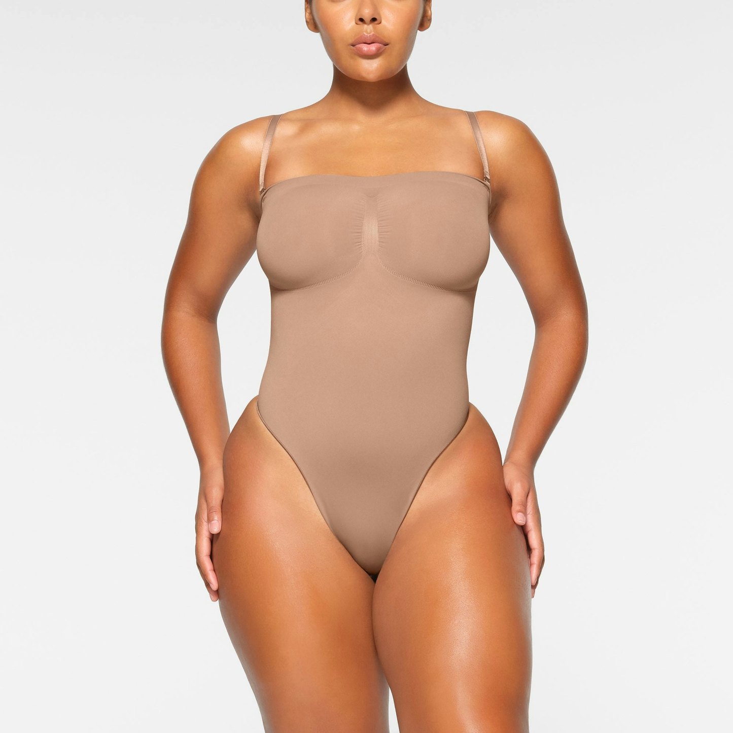 SEAMLESS SCULPT STRAPLESS THONG BODYSUIT - SIENNA