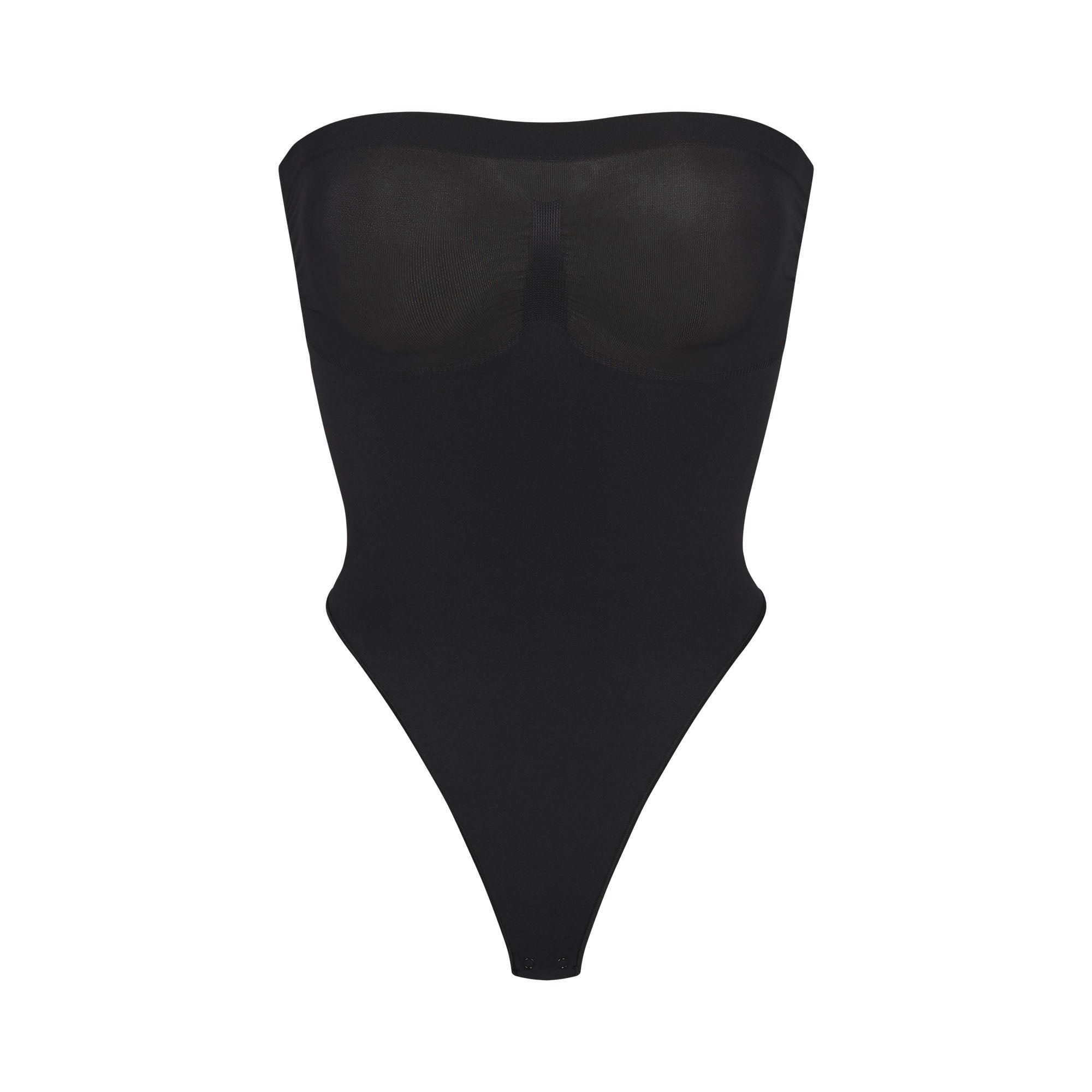 SEAMLESS SCULPT STRAPLESS THONG BODYSUIT - ONYX