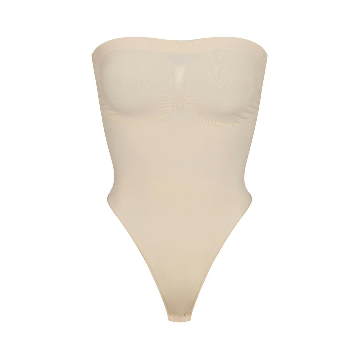 SEAMLESS SCULPT STRAPLESS THONG BODYSUIT - SAND