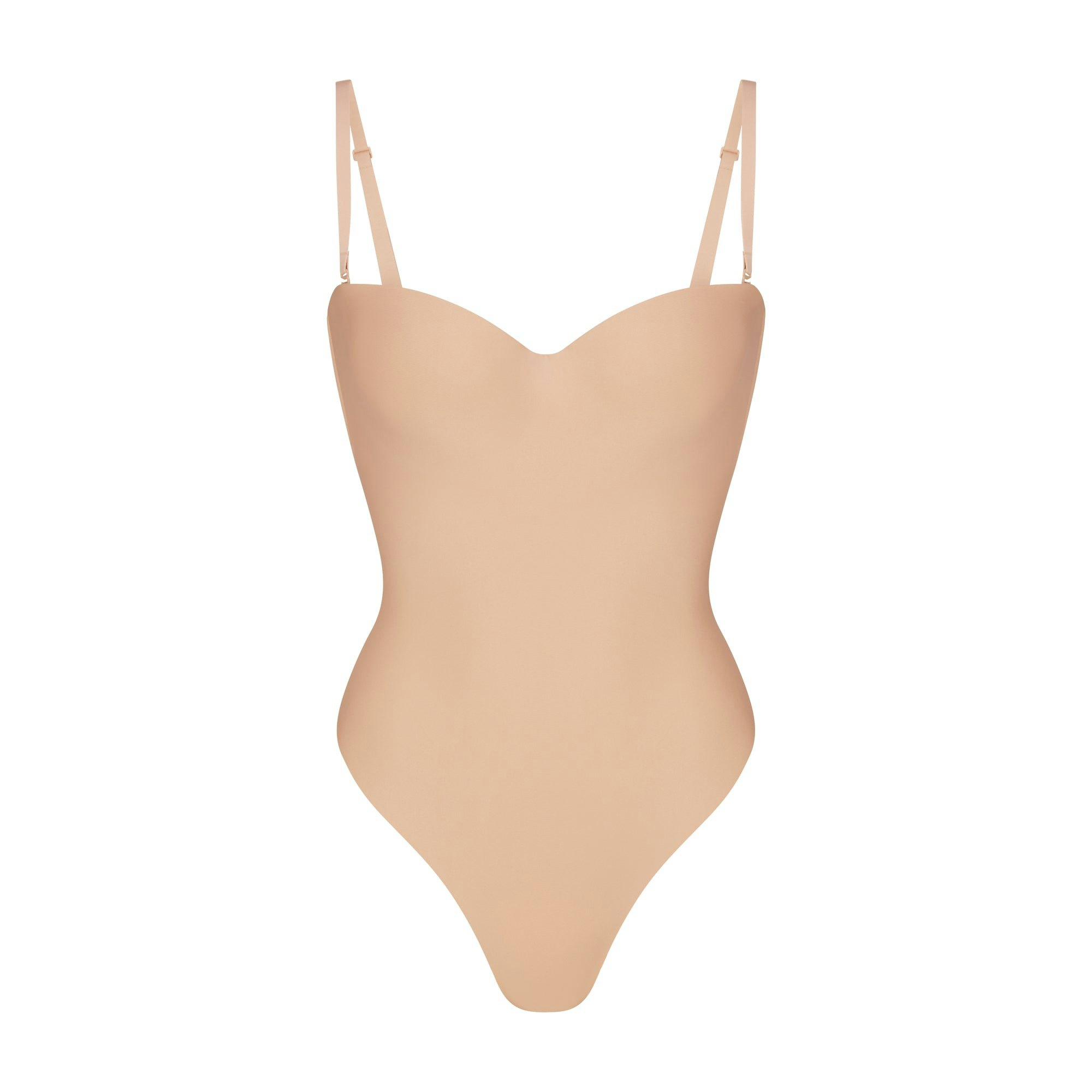 SKIMS BODY UNDERWIRE THONG BODYSUIT - CLAY