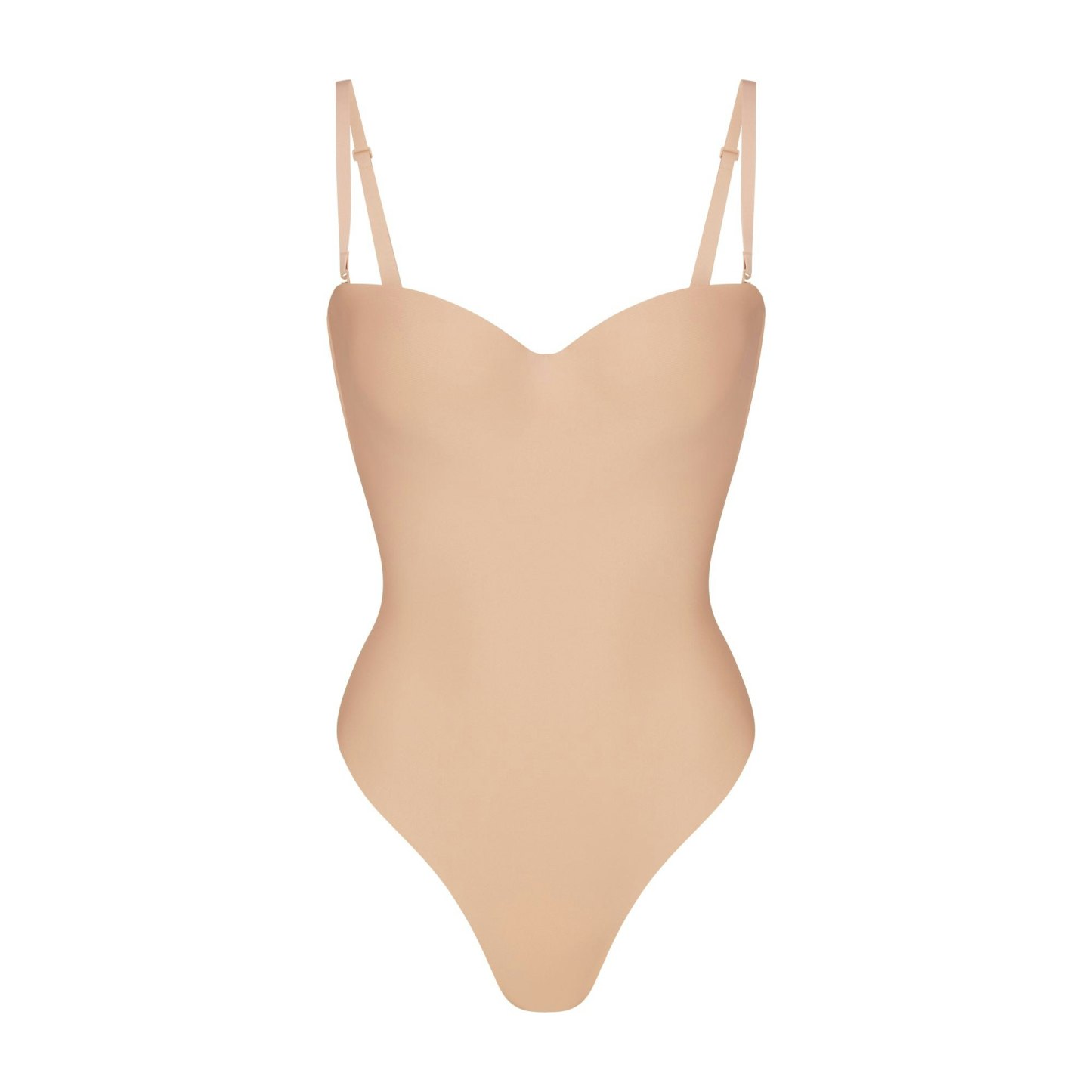 SKIMS BODY UNDERWIRE THONG BODYSUIT - CLAY