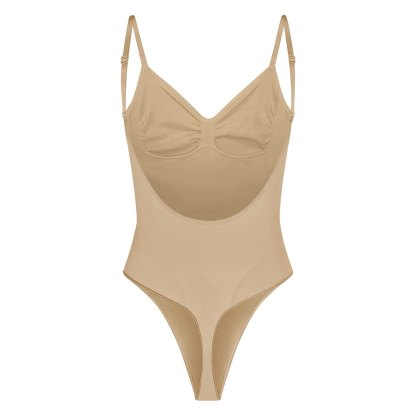 SEAMLESS SCULPT LOW BACK THONG BODYSUIT - CLAY
