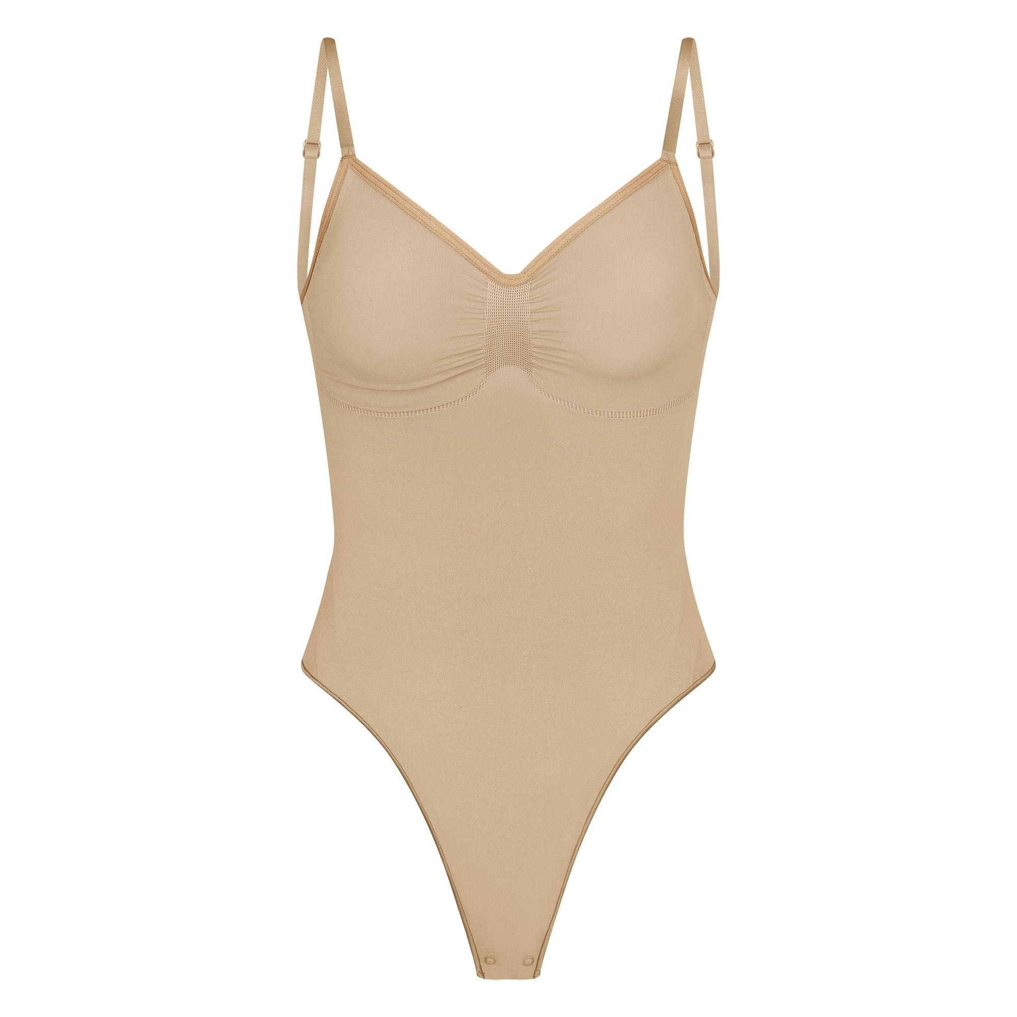 SEAMLESS SCULPT LOW BACK THONG BODYSUIT - CLAY