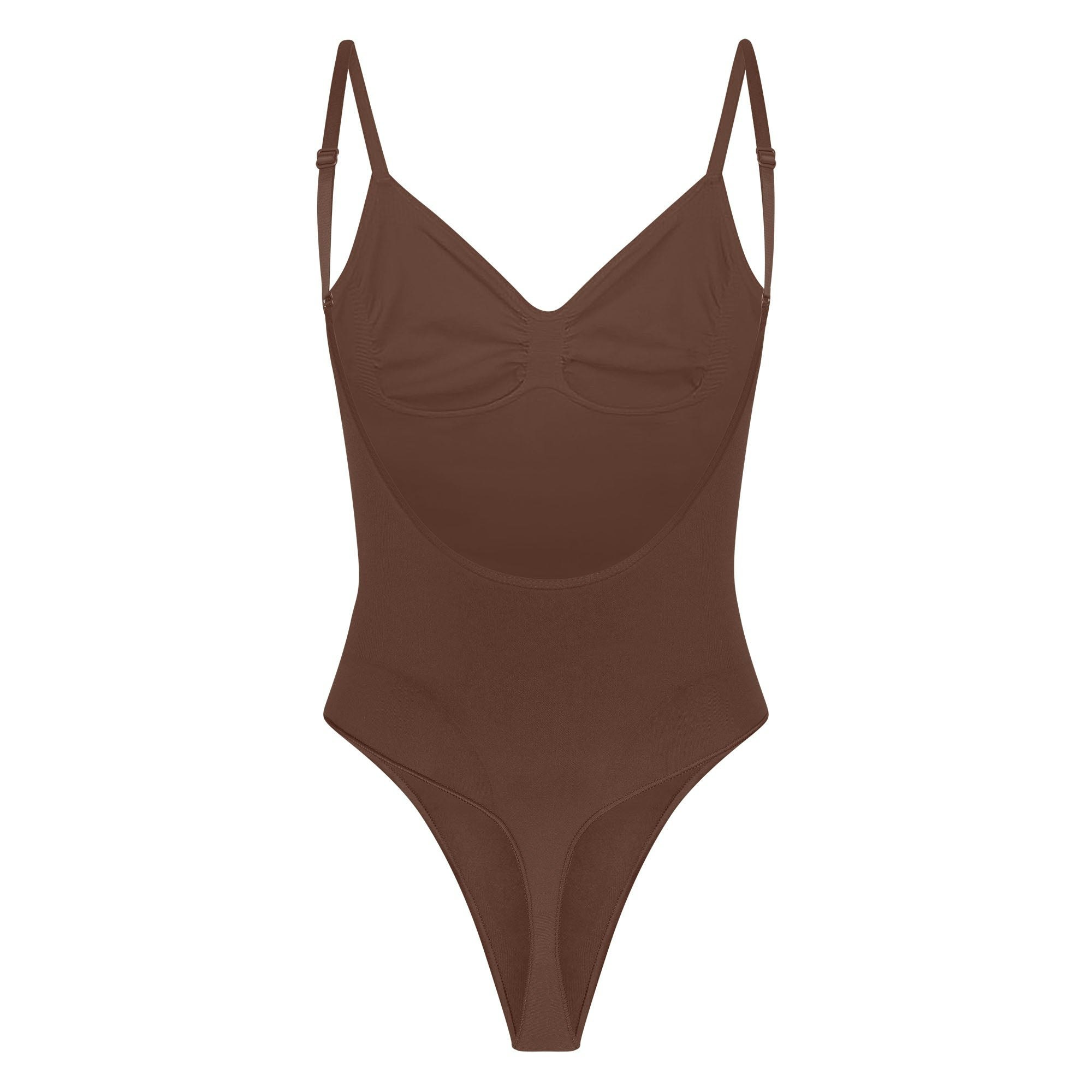 SEAMLESS SCULPT LOW BACK THONG BODYSUIT - COCOA