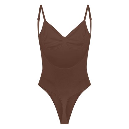 SEAMLESS SCULPT LOW BACK THONG BODYSUIT - COCOA