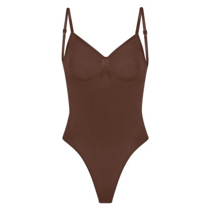 SEAMLESS SCULPT LOW BACK THONG BODYSUIT - COCOA