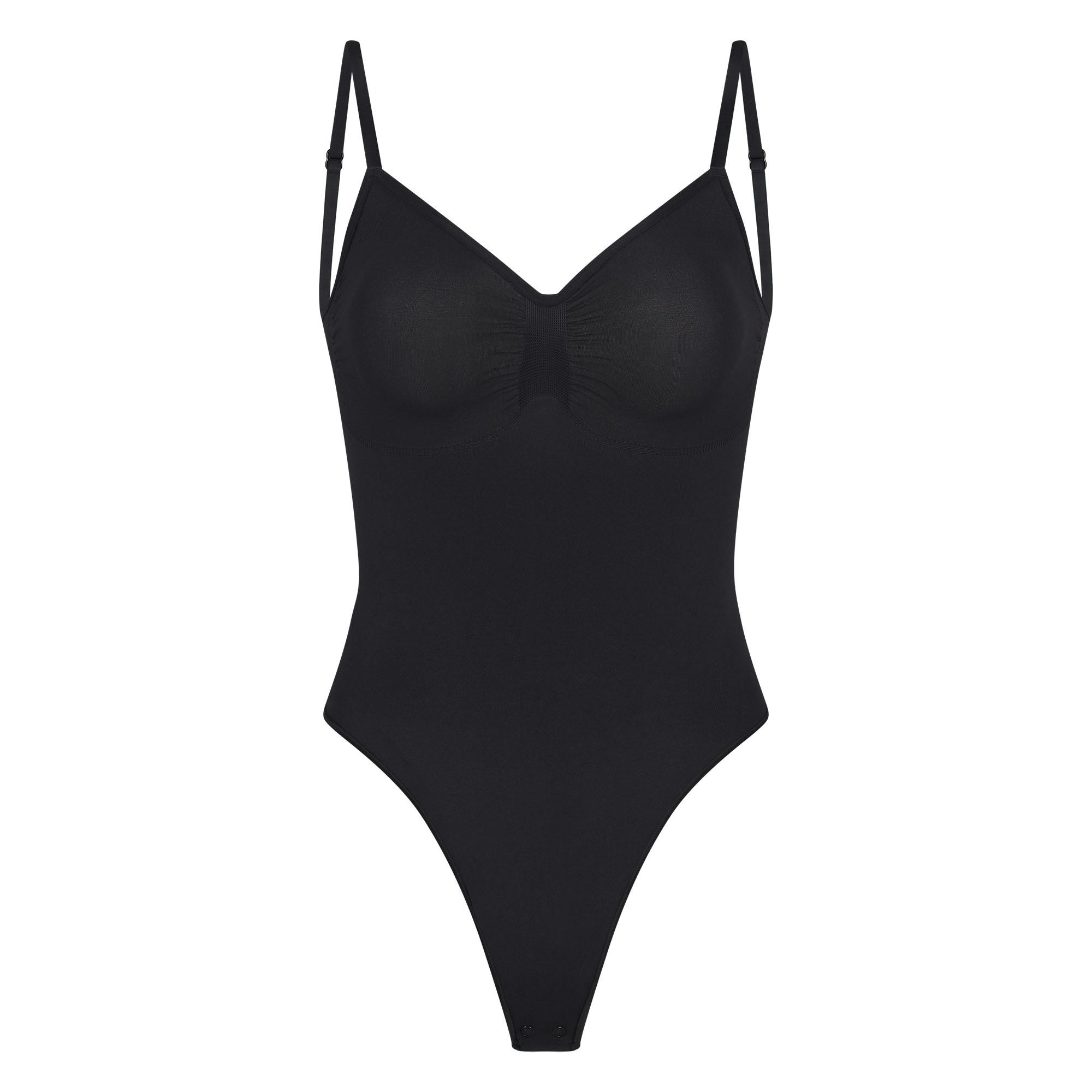 SEAMLESS SCULPT LOW BACK THONG BODYSUIT - ONYX