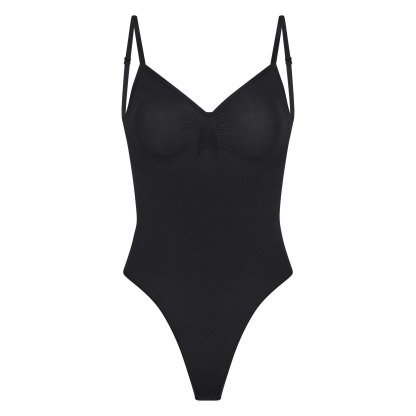 SEAMLESS SCULPT LOW BACK THONG BODYSUIT - ONYX